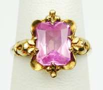 Beautiful Vintage 10K Ring with Large Pink Sapphire, 6
