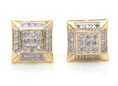 Nice Yellow Gold Diamond Sqaure Earrings