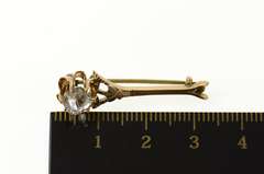 Gold Filled Cushion Old Mine Cut CZ 1930's Floral Bar Pin/Brooch