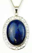 Massive Sterling Lapis Pendant & Long Chain