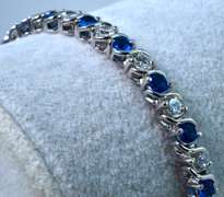 Sterling Silver Alternating Blue Gemstone Bracelet.