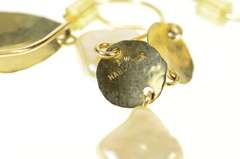 14K Yellow Gold Pearl Geometric Hammered Dangle Hook Earrings