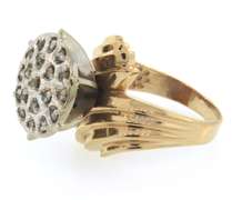 Large diamond cluster ring in 10kt yellow gold