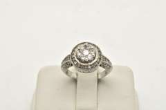 LADIES 14 KT WHITE GOLD DIAMOND HALO RING