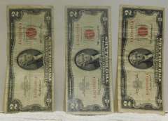 3 Notes: $2.00 Red Seal 1953/53A/63, circ