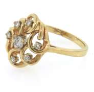 Unique 14k yellow gold diamond cluster ring