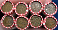 8 Unsearched Indian Cents Rolls, Machine Rolled In The 1980s Estate.