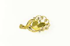 18K Yellow Gold Pear Jade Diamond Accent Statement Pendant