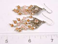 Sterling Silver Amber Colored Gemstone Earrings.
