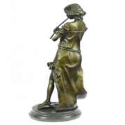 Female Flute Player Bronze Sculpture