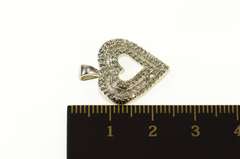 14K White Gold Diamond Encrusted Heart Love Symbol Pendant