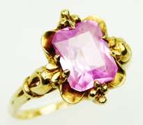 Beautiful Vintage 10K Ring with Large Pink Sapphire, 6