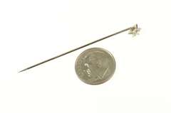 14K White Gold Retro Diamond Solitaire Classic Stick Pin