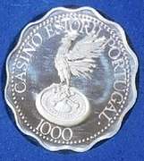 Franklin Mint: Sterling Sil Casino Chip, GEM Cameo PRF - 1000 ????, Portugal