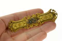 Gold Filled Victorian Seed Pearl Turquoise Ornate Bar Pin/Brooch