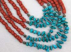 2 Lot of Turquoise and Coral Necklaces