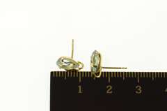 14K Yellow Gold Pear Blue Topaz Leaf Accent Classic Stud Earrings