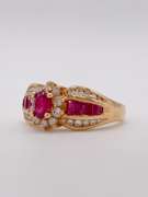 18kt Yellow Gold, Ruby, & Diamond Ring