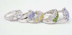 Lot of Bright Gemstone Sterling Silver Ring
