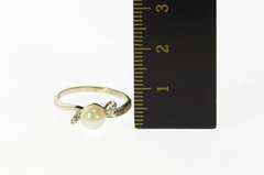 14K White Gold Retro Pearl Diamond Accent Classic Ring