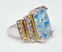 Unique Mosaic Sterling Silver Ring