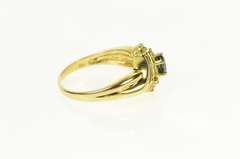 14K Yellow Gold Natural Sapphire Diamond Cluster Bypass Ring