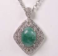 Mesmerizing Massive 10.91CTS Cabochon-Cut Emerald & Sapphire Necklace in Sterling Silver