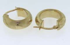 Fancy Yellow Gold Small Textured Hoop Earrings