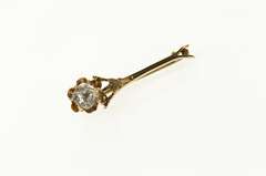 Gold Filled Cushion Old Mine Cut CZ 1930's Floral Bar Pin/Brooch