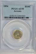 Basically BU 1854 Arrows Liberty Seated Half Dime. PCGS AU55