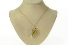 18K Yellow Gold Lattice Vase Pitcher Agate Carnelian Charm/Pendant