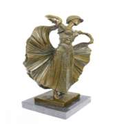 Dancer Bronze Sculpture on Marble Base Figurine