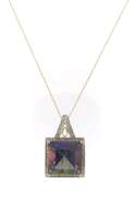 Fabulous Yellow Gold Mystic Topaz and Diamond Pendnat on Chain