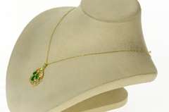 18K Yellow Gold Pear Jade Diamond Accent Statement Pendant