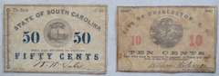 10 Cent City Of Charleston & 50 Cent  July 1862 Notes