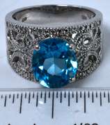 Sterling Silver Blue Gemstone Ring.