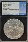 NGC MS70 graded 2019(W) $1 Silver Eagle. 1st Day of Issue
