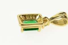 14K Yellow Gold Natural Emerald Diamond Accent Classic Pendant