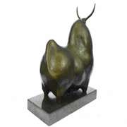 Dark Brown Patina Fighting Bull Bronze Sculpture