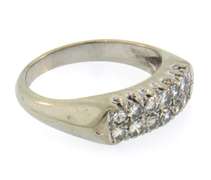 14k white gold diamond band ring with shared prong setting