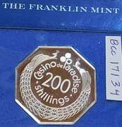 Franklin Mint: Sterling Sil Casino Chip, GEM Cameo PRF - 200 Shillings, Kenya