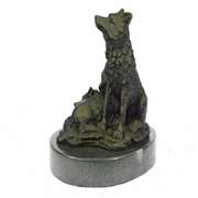 Miniature Wolf Family Bronze Sculpture