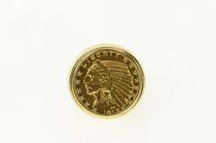 14K Yellow Gold 1912 Gold Indian Head $5 Half Eagle Coin Men's Ring