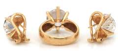 14K GOLD LADIES HUGE CZ RING WITH MATCHING STUDS