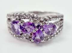 Vintage Style Amethyst Sterling Silver Ring