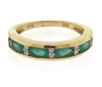 Attractive Yellow Gold Emerald and Diamond Ring