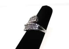Contemporary 14kt White Gold Ring with Diamonds