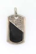 14k white gold diamond ladies dog-tag pendant or charm