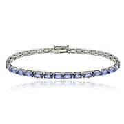 Sterling Silver 8.75 Ct Tanzanite Oval Tennis Bracelet