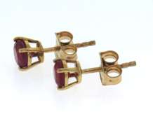 Simple Ruby Yellow Gold Stud Earrings